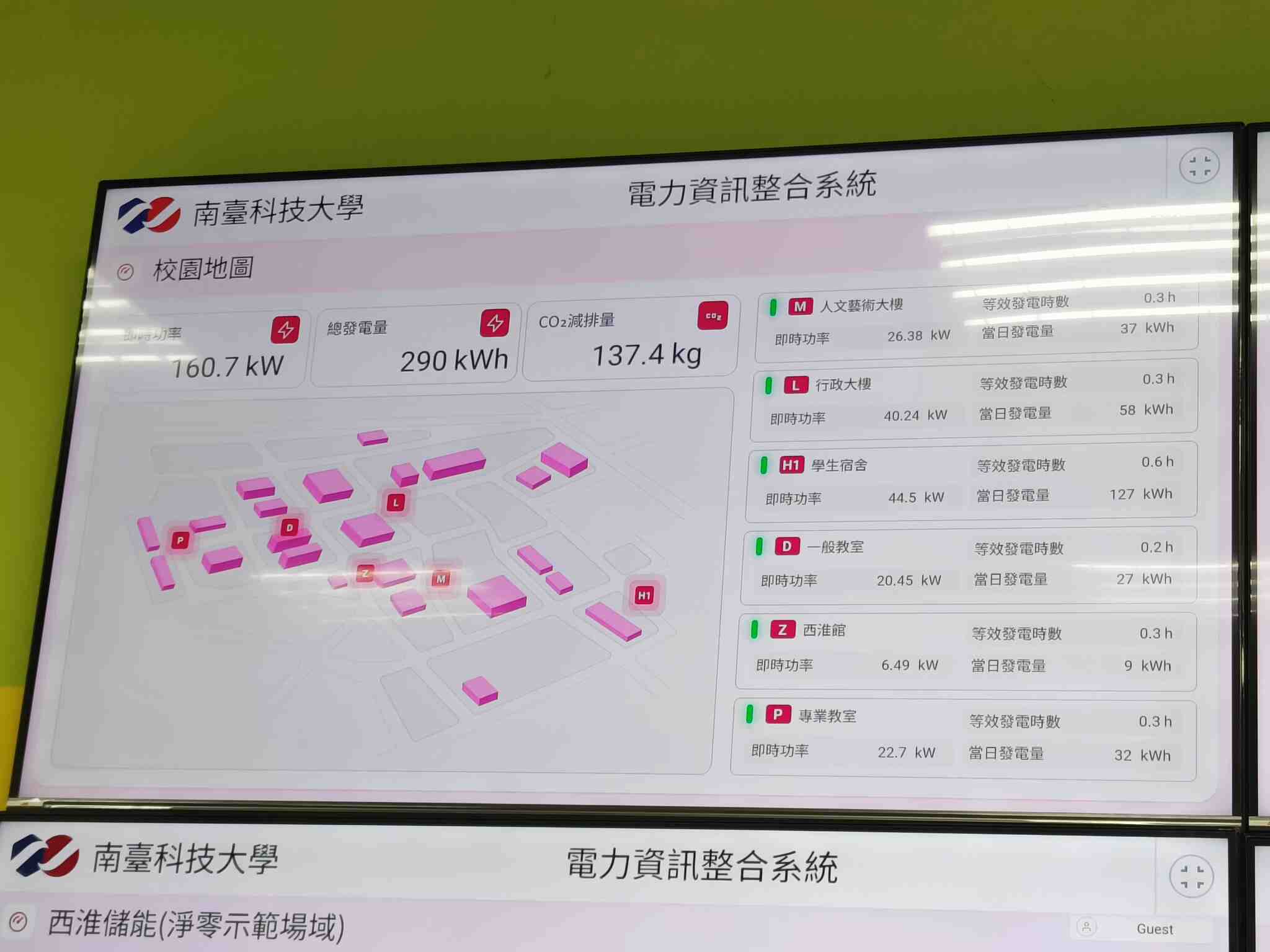 校園地圖、太陽能即時功率